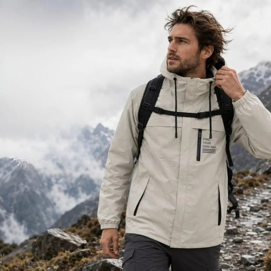 Men's Outdoor Windbreaker with Detachable Hood