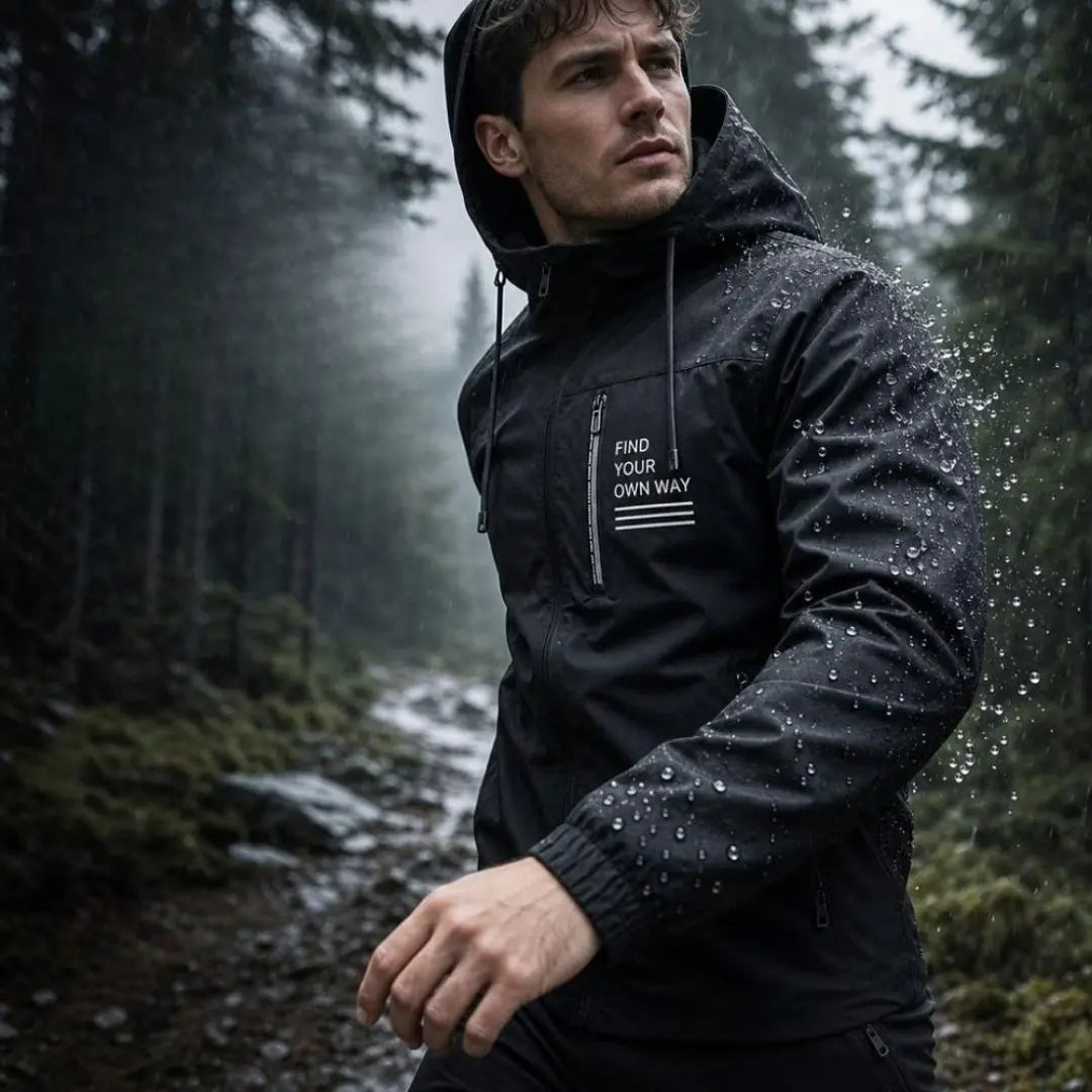 Men's Outdoor Windbreaker with Detachable Hood