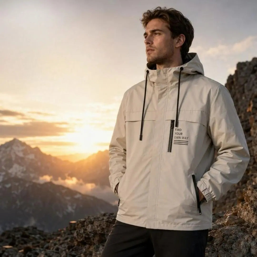 Men's Outdoor Windbreaker with Detachable Hood