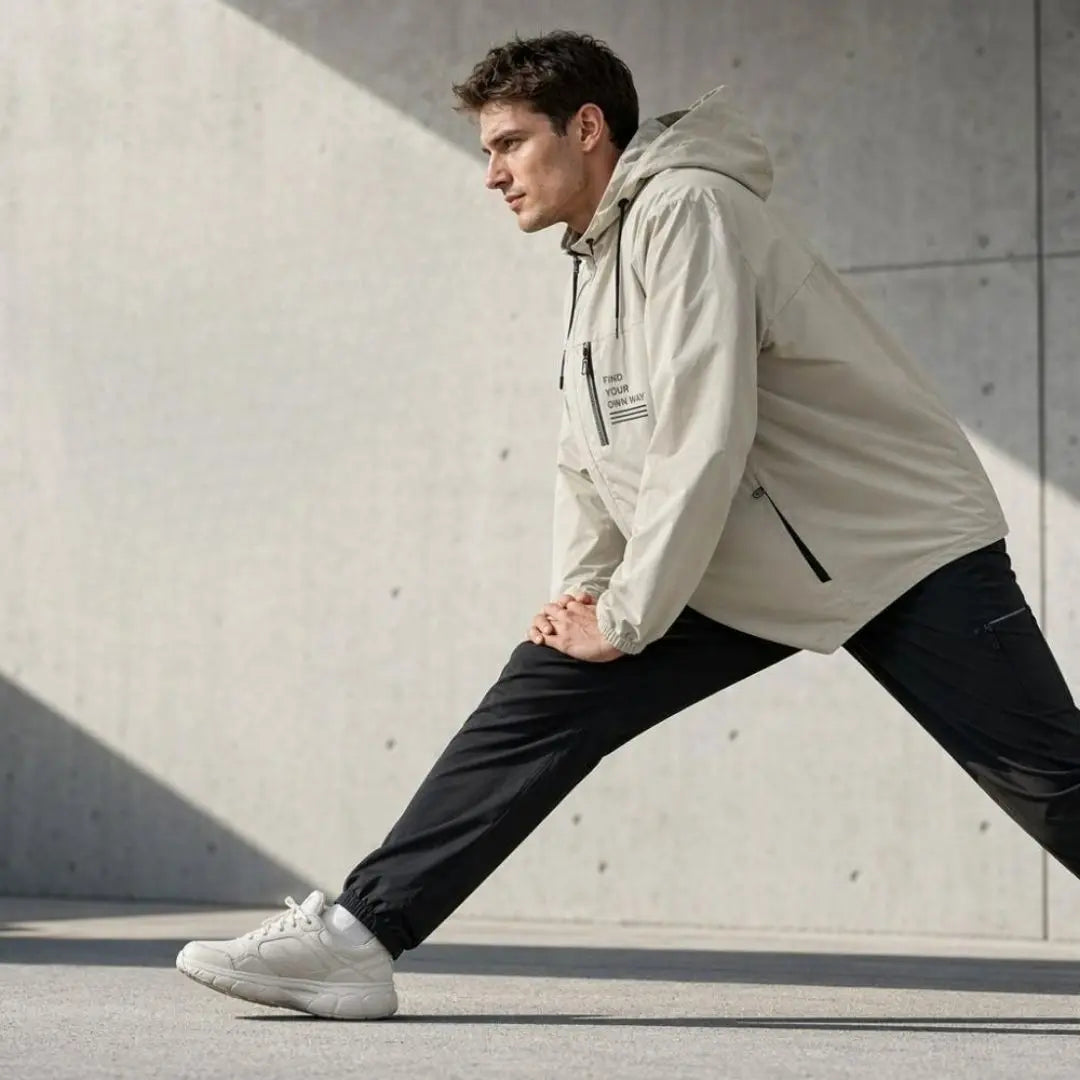 Men's Outdoor Windbreaker with Detachable Hood