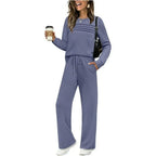 Women's Casual Crew Neck Top & Drawstring Pants Set
