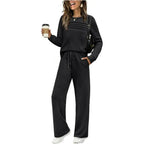 Women's Casual Crew Neck Top & Drawstring Pants Set