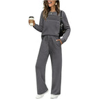 Women's Casual Crew Neck Top & Drawstring Pants Set