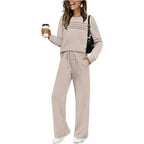 Women's Casual Crew Neck Top & Drawstring Pants Set