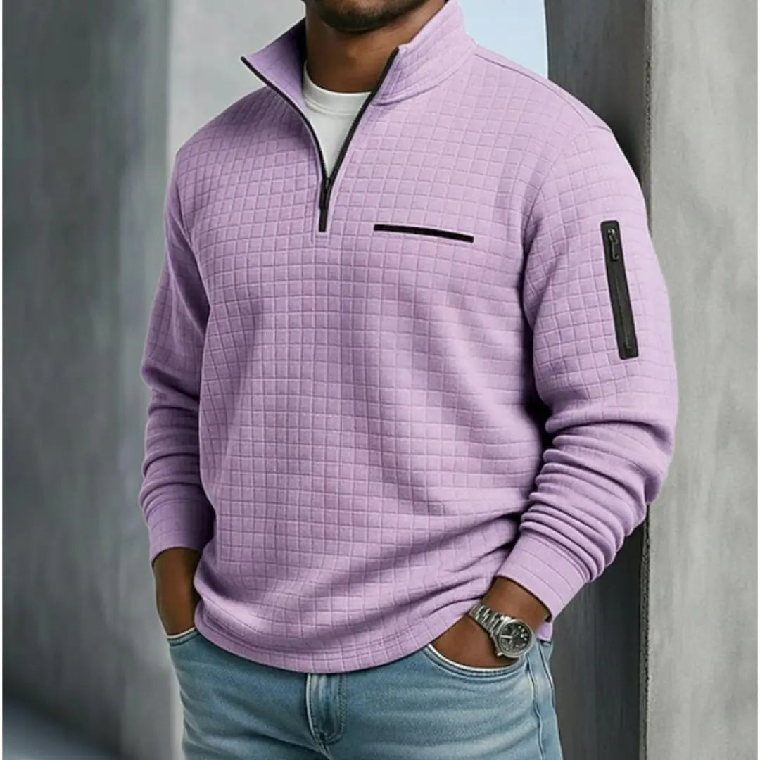 Edward - Casual Long Sleeve Waffle Sweater