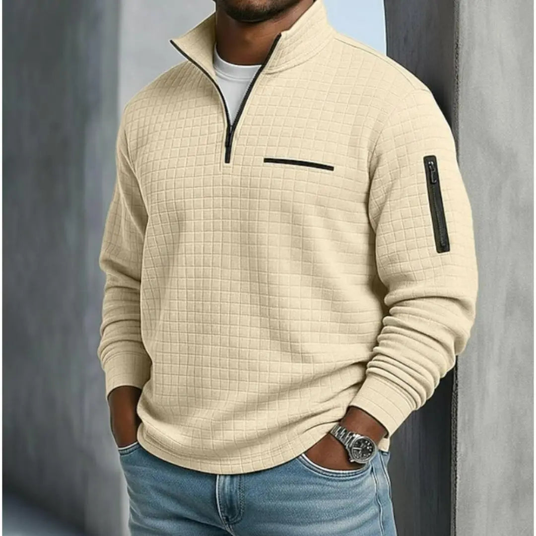 Edward - Casual Long Sleeve Waffle Sweater