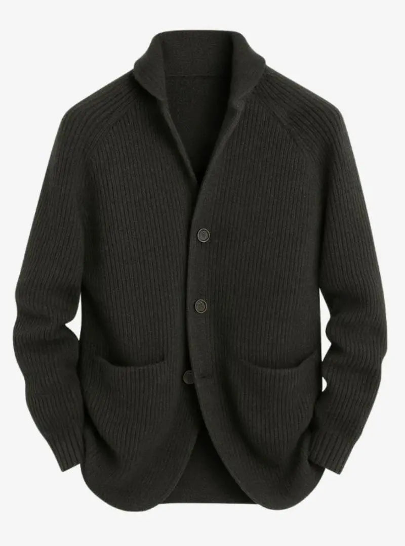 Lawrence - Men's Tailored Button-Front Knit Cardigan