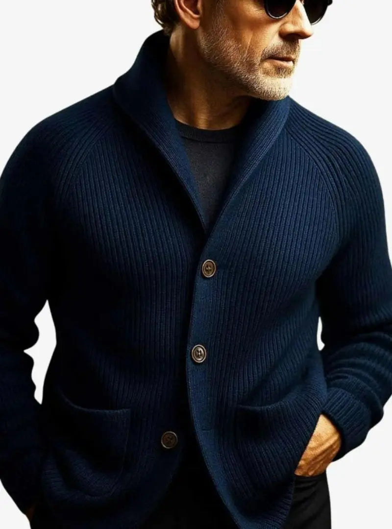 Lawrence - Men's Tailored Button-Front Knit Cardigan