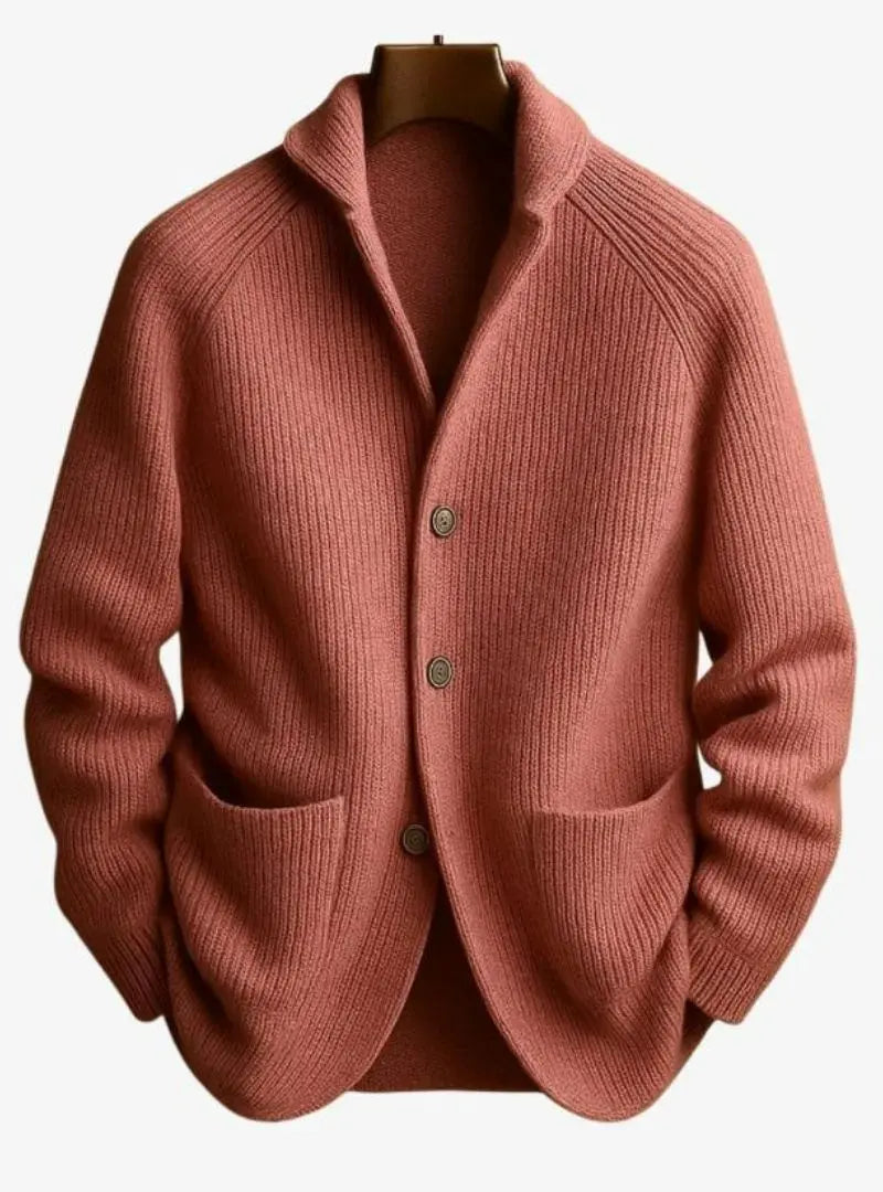 Lawrence - Men's Tailored Button-Front Knit Cardigan