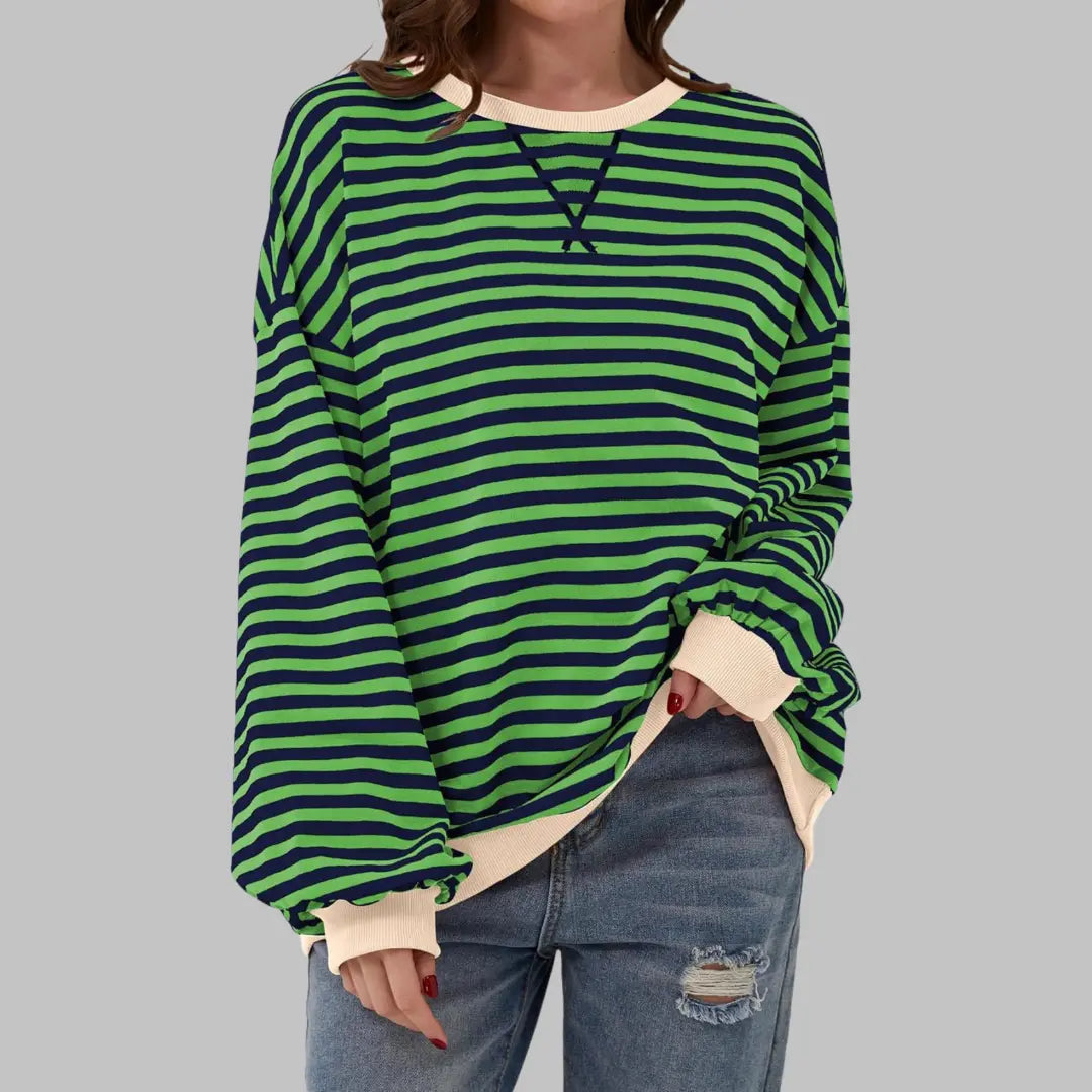 Mireille - Women's Casual Long Sleeve Striped Sweatshirt