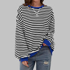 Mireille - Women's Casual Long Sleeve Striped Sweatshirt