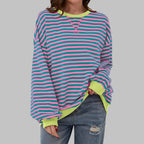 Mireille - Women's Casual Long Sleeve Striped Sweatshirt