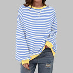 Mireille - Women's Casual Long Sleeve Striped Sweatshirt