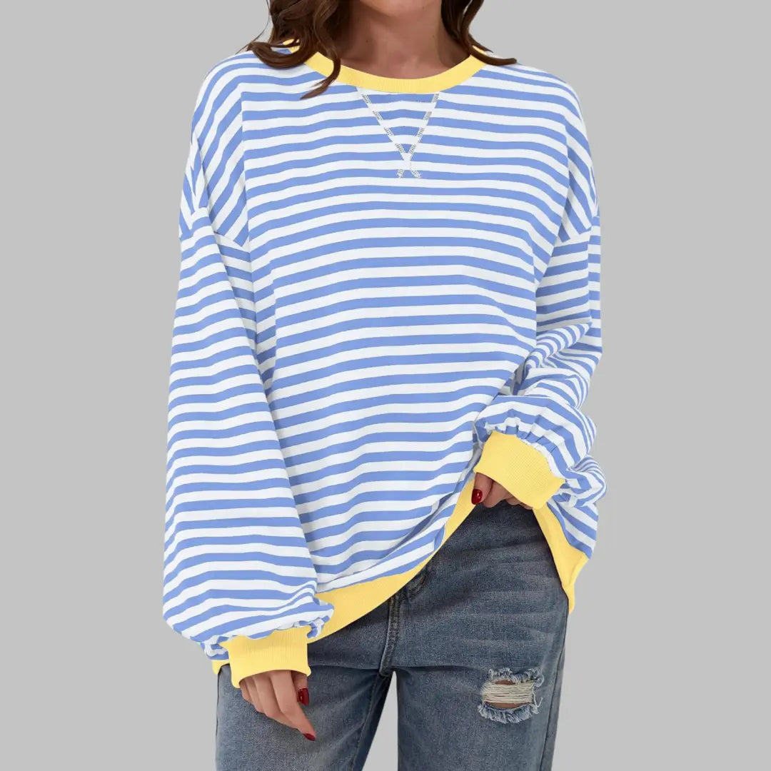 Mireille - Women's Casual Long Sleeve Striped Sweatshirt
