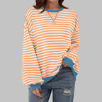Mireille - Women's Casual Long Sleeve Striped Sweatshirt