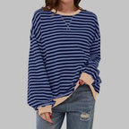 Mireille - Women's Casual Long Sleeve Striped Sweatshirt