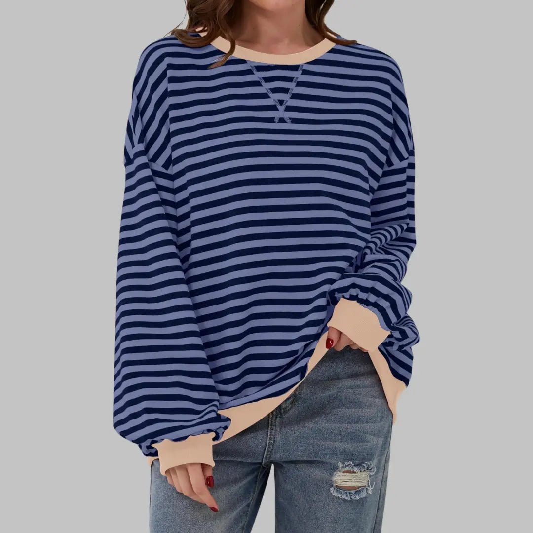 Mireille - Women's Casual Long Sleeve Striped Sweatshirt