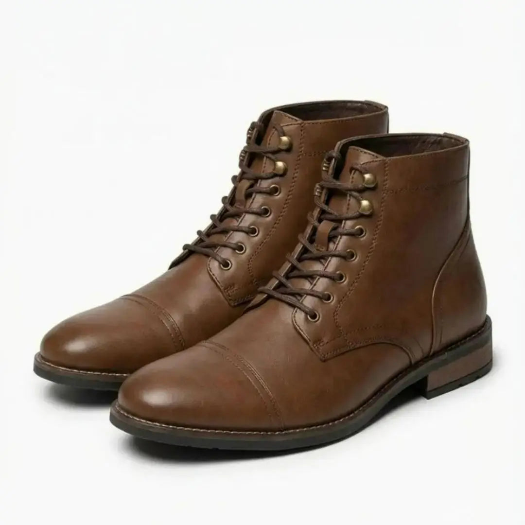 The Steadfast Men's Dark Leather Work Boot