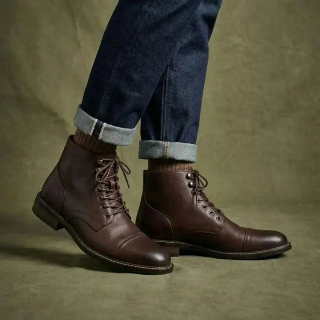 The Steadfast Men's Dark Leather Work Boot