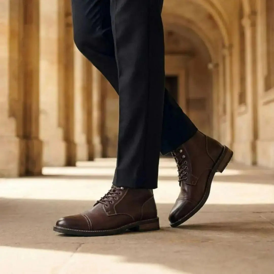 The Steadfast Men's Dark Leather Work Boot