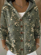 Yvaine - Women's Elegant Button Hooded Sweater
