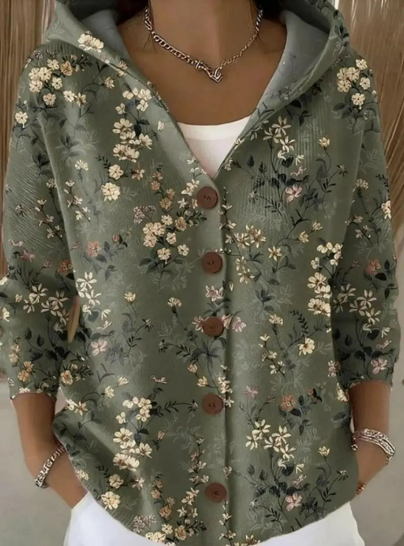 Yvaine - Women's Elegant Button Hooded Sweater