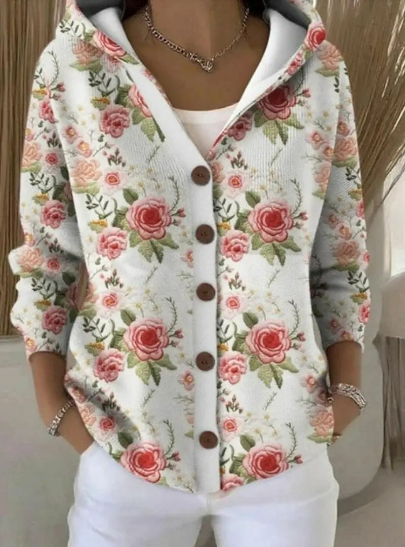 Yvaine - Women's Elegant Button Hooded Sweater
